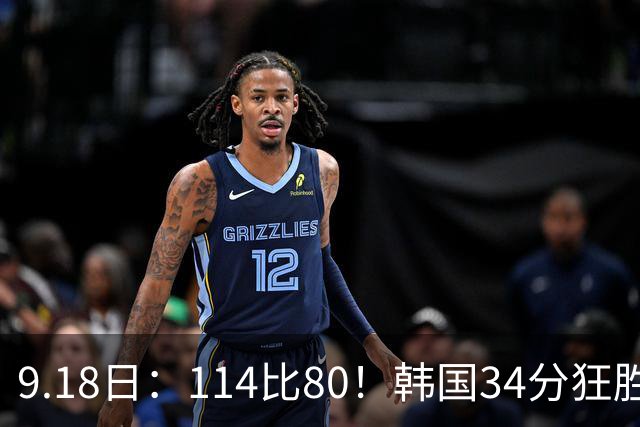 9.18日：114比80！韩国34分狂胜约旦晋级4强，中国男篮收到两个坏消息，李贤重这关怎么过